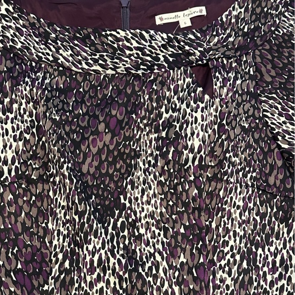 NWT! Nanette Lepore Purple Animal Print Cap Sleeve Silk Sheath Dress - Picture 10 of 11